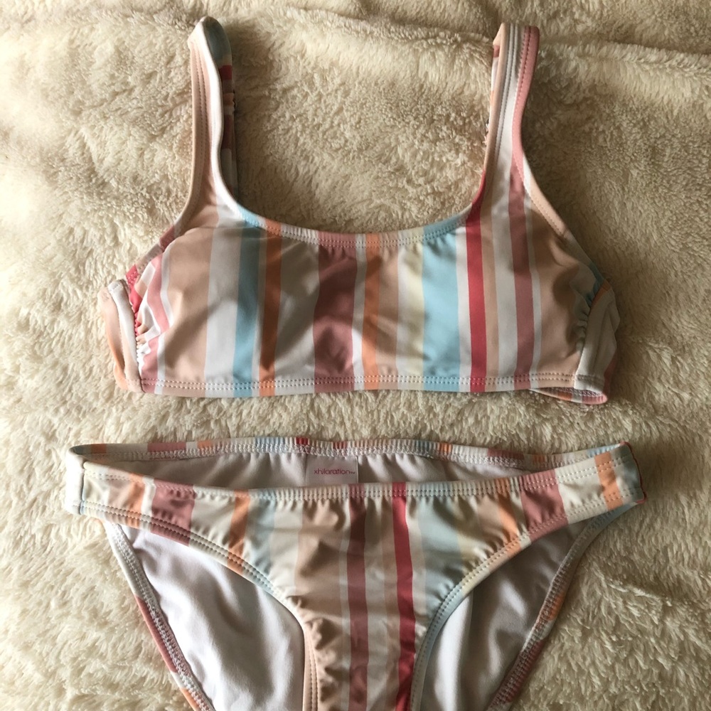 multicolor striped bikini set